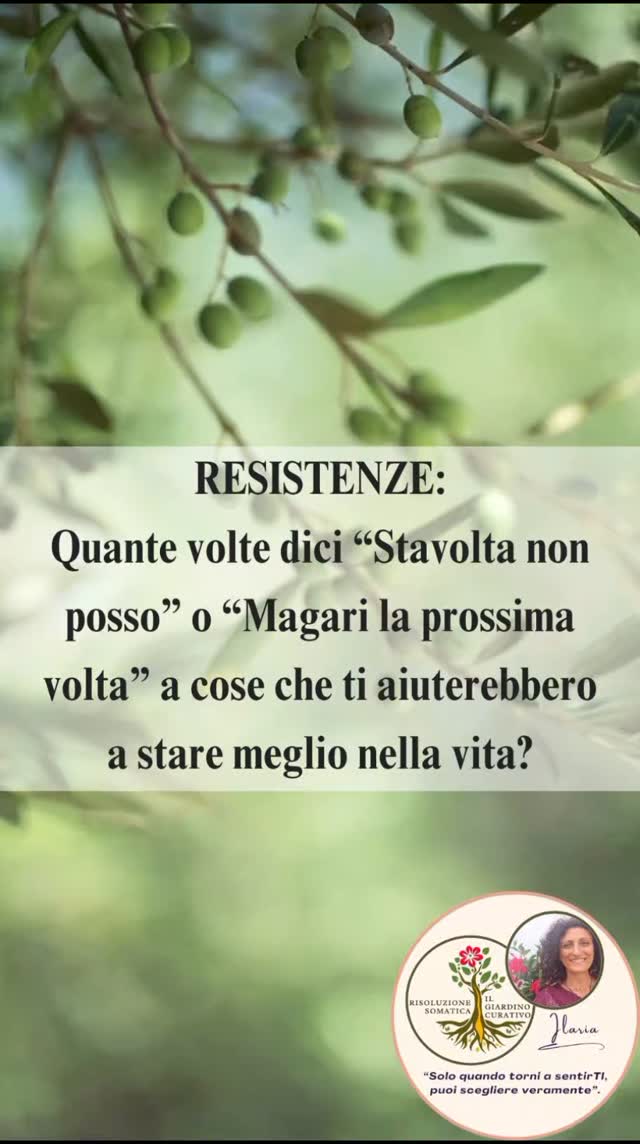 La strada per ritornare a te stessa e a contatto con ciò che SENTI, e non che "pensi" di sentire, è proprio davanti a te. Ma c'è bisogno della tua volontà di guardare, di smettere di raccontarti che "va tutto bene", e iniziare a prendere contatto con quella TE che da tanto tempo tieni lontana dal tuo cuore..

Questo che porto in Sicilia è un Metodo Unico, e puoi venire a farne esperienza attraverso i Lavori che propongo.
Lo chiamo Risoluzione Somatica dei blocchi emotivi e corporei, si lavora in Cerchi di Gruppo o in Sedute Individuali.
Si basa sul Corpo, e unisce lo scarico somatico dei traumi in esso congelati, le Rappresentazioni Sistemiche, le risorse tribali e sciamaniche, il canto funzionale, la Bioenergetica e le risorse della Teoria Polivagale.

"Solo quando torni a sentirTI, puoi Scegliere veramente"

RISOLUZIONE SOMATICA 
dei blocchi emotivi e corporei, attraverso la regolazione del Sistema Nervoso Autonomo.

Cosa ti impedisce di esprimerti per quello che sei?

In questo Percorso, ti guido a entrare in contatto con la tua essenza più autentica, in uno spazio di ascolto sicuro ed empatico.
Liberando le energie congelate nel Corpo e permettendoti di tornare a sentire davvero e non solo a pensare di sentire.

Nel piacere di stare insieme, ritrovando l'armonia della Comunità Umana, possiamo riscoprire gli strumenti per riconnetterci con chi Siamo veramente. 
... E vivere con gioia!

CALENDARIO 
ilgiardinocurativo.it/calendario 
(link in bio)

ATTIVITÀ 
ilgiardinocurativo.it/attivita
(vedi sito web)

ARTICOLI
ilgiardinocurativo.it/articoli
(vedi sito web, link in bio)

CONTATTI
ilgiardinocurativo.it (link in bio)
e-mail:  info@ilgiardinocurativo.it
whatsapp: 378 069 7312
Telegram:  Ilaria - il Giardino Curativo
Facebook:  Ilaria - il Giardino Curativo
Instagram: Ilaria.GiardinoCurativo
TikTok:  @giardinocurativo
YouTube: Ilaria - Il Giardino Curativo

#consapevolezza #relazioni #crescitapersonale #risoluzionesomatica #costellazionifamiliari