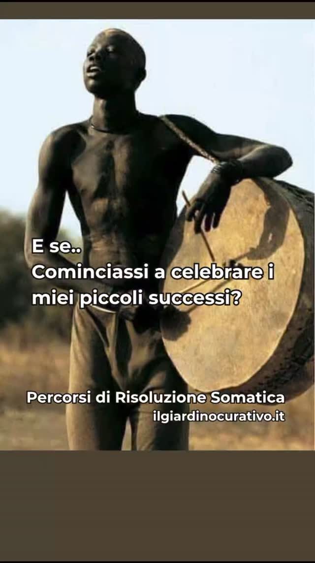 Celebrare i successi è una delle quattro grandi fasi che compongono l'Azione.
Partendo dall'Immaginare un'azione, si va alla Creazione, poi alla Messa in opera e infine viene la Celebrazione. Essa è la parte conclusiva di ogni Azione, che permette a tutte le energie impiegate nel processo di liberarsi di nuovo e divenire disponibili per una nuova Azione. 
Se non celebriamo, il processo dell'Azione rimane "ingolfato" e pian piano avremo sempre meno energia e voglia di fare.
Anche questo è Risoluzione Somatica.
RISOLUZIONE SOMATICA 
dei blocchi emotivi e corporei, attraverso la regolazione indiretta del Sistema Nervoso.
Cosa ti impedisce di esprimerti per quello che sei?
In questo Percorso, ti guido a entrare in contatto con la tua essenza più autentica, in uno spazio di ascolto sicuro ed empatico.
Liberando le energie congelate nel Corpo e permettendoti di tornare a sentire davvero e non solo a pensare di sentire.
"Solo quando torni a Sentire, è possibile Scegliere veramente"
Solo nel piacere di stare insieme, ritrovando l'armonia della Comunità Umana, possiamo riscoprire gli strumenti per riconnetterci con chi Siamo veramente. 
... E vivere con gioia!
Disponibile in Sicilia e in Toscana.
CALENDARIO 
ilgiardinocurativo.it/calendario 
(link in bio)
CONTATTI
ilgiardinocurativo.it (link in bio)
e-mail:  info@ilgiardinocurativo.it
whatsapp: 378 069 7312
Telegram:  Ilaria - il Giardino Curativo
Facebook:  Ilaria - il Giardino Curativo
Instagram: Ilaria.GiardinoCurativo
TikTok:  @giardinocurativo
YouTube: Ilaria - Il Giardino Curativo
#lavorosudisé #olistico #sviluppopersonale #crescita #emozioni #donna #relazioni #coppia #famiglia #ricercapersonale #armoniainteriore #salutenaturale #ricerca #salute #benessere #vitasana #armonia #ricercainteriore  #lavoropersonale #lavorointeriore #sciamanismo #salutementale #saluteebenessere #saluteolistica #donna #relazioni #coppia #famiglia #costellazionisicilia #costellazionitoscana